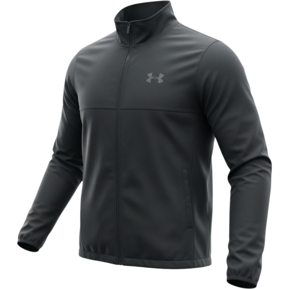 Under Armour Mens Full Zip Track Jacket Black Loose Fit Large Mesh Lined Mock